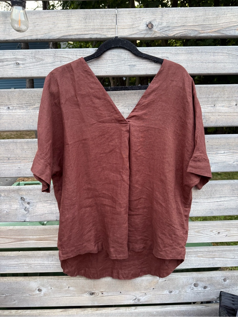 Marks & Spencer Pure Linen Women’s V-Neck Linen Top in Brown